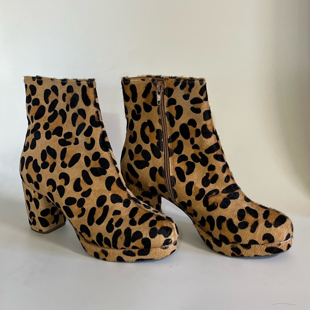 Jeffrey Campbell Havana Last Sahar platform block heel boot with hair on cheetah